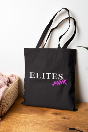 ELITES Punk Black Canvas Tote Bag | Pink