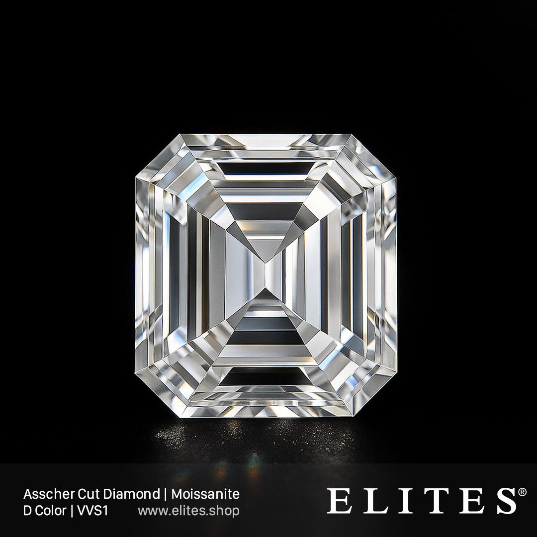 ELITES Moissanite Asscher Cut D Color VVS1 Gemstone