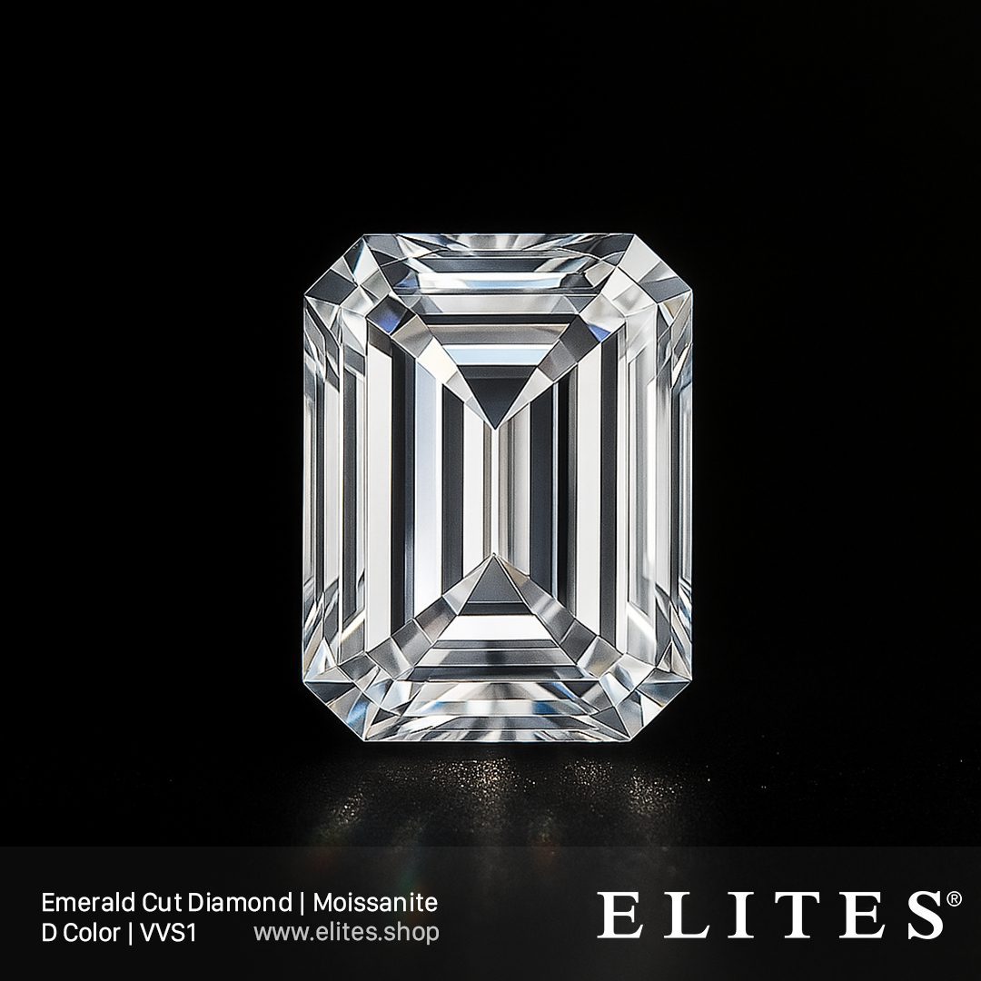 ELITES Moissanite Emerald Cut D Color VVS1 Gemstone