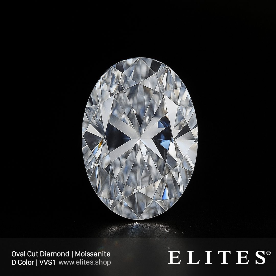 ELITES Moissanite Oval Cut D Color VVS1 Gemstone