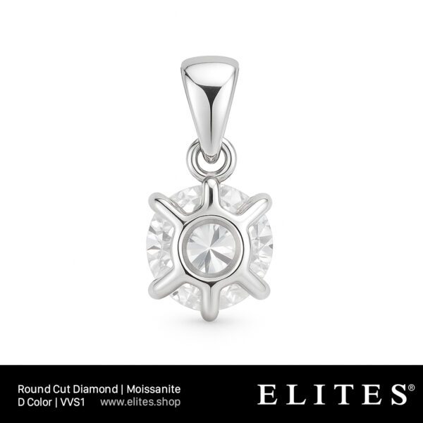 ELITES Diamond Moissanite Pendant Round Cut D Color VVS1 Gemstone