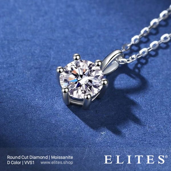 ELITES Diamond Moissanite Pendant Round Cut D Color VVS1 Gemstone Model