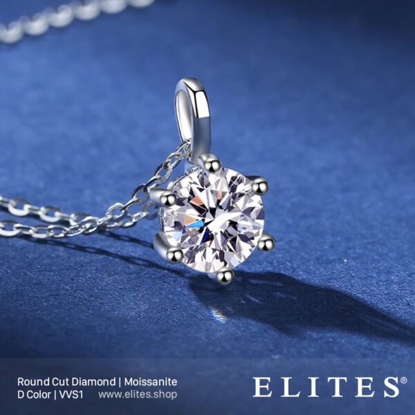 ELITES Diamond Moissanite Pendant Round Cut D Color VVS1 Gemstone Model