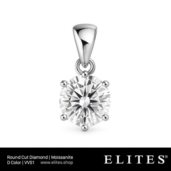 ELITES Diamond Moissanite Pendant Round Cut D Color VVS1 Gemstone