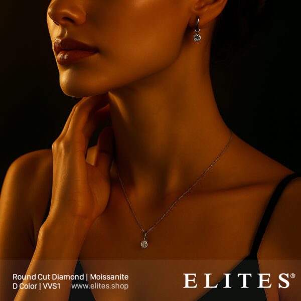 ELITES Diamond Moissanite Pendant Round Cut D Color VVS1 Gemstone Model