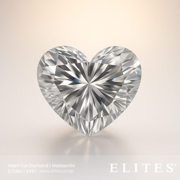 ELITES Moissanite Heart Cut D Color VVS1 Stone 0.5ct - 5.0ct
