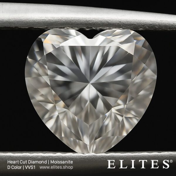 ELITES Moissanite Heart Cut D Color VVS1 Stone 0.5ct - 5.0ct