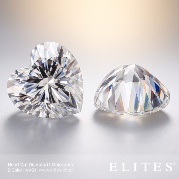 ELITES Moissanite Heart Cut D Color VVS1 Stone 0.5ct - 5.0ct